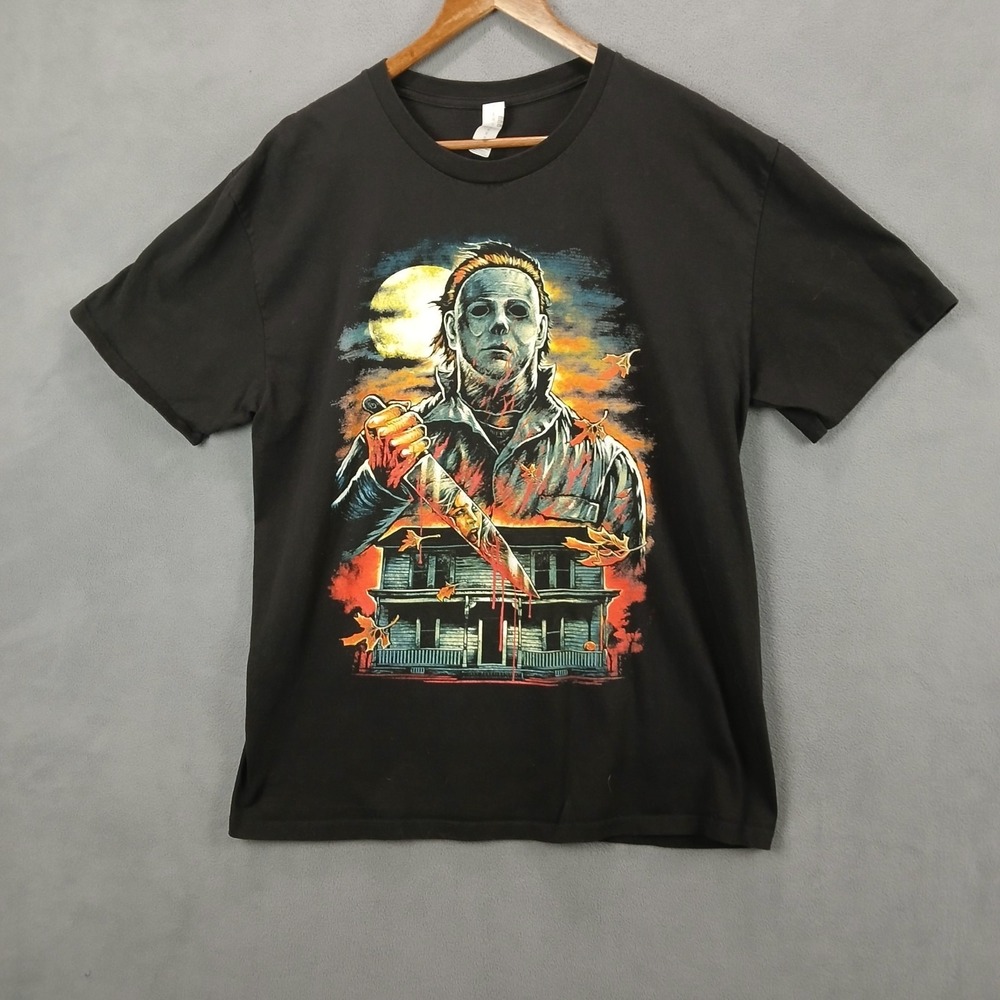 PlayerYtees Michael Myers Halloween Horror T Shirt Mens XL‎ Black Cotton Graphic